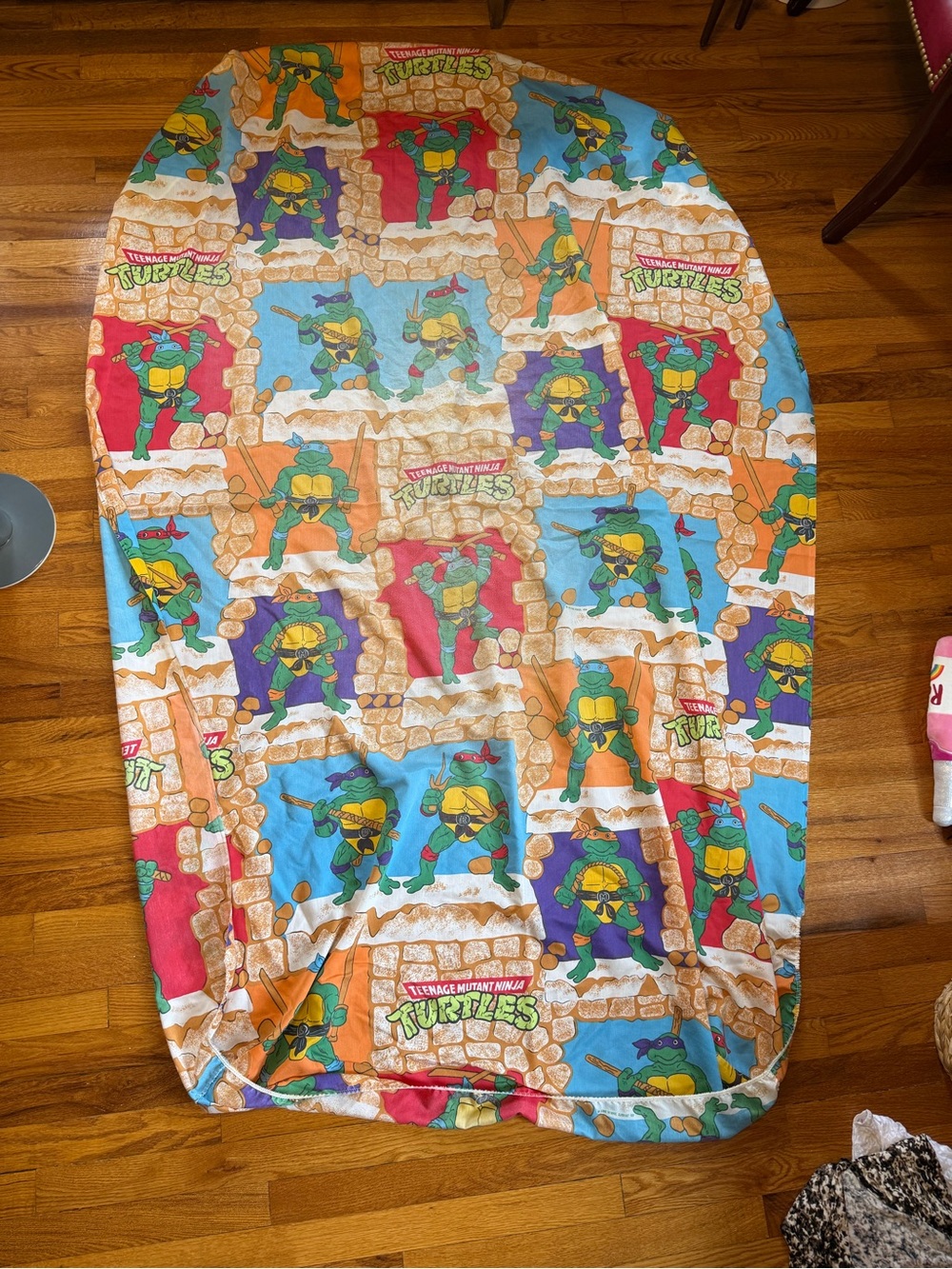 Vintage 80s Teenage Mutant Ninja Turtles Fitted Sheets, Size Twin 1988 Fabric